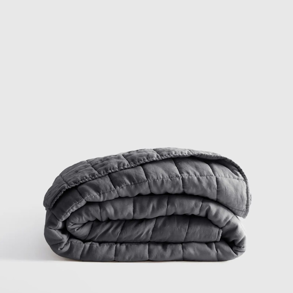 Quince 100% European Linen Box Quilt in Charcoal King/Cal King 613